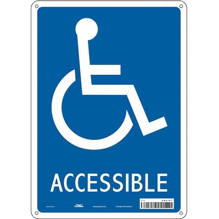 ACCESSIBLE, 10 in W x 14 in H, Vertical Rectangle, Polyethylene, 485J67 MPN:485J67