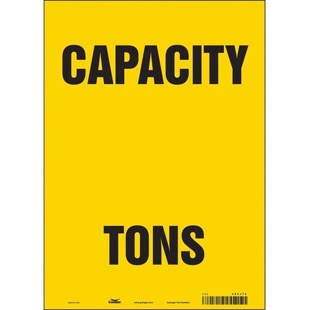 CAPACITY TONS, 10 in W x 14 in H, Vertical Rectangle, Vinyl, 485J76 MPN:485J76