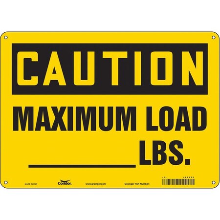 Caution, MAXIMUM LOAD _ LBS., 14 in W x 10 in H, Horizontal Rectangle, Polyethylene, 485K03 MPN:485K03
