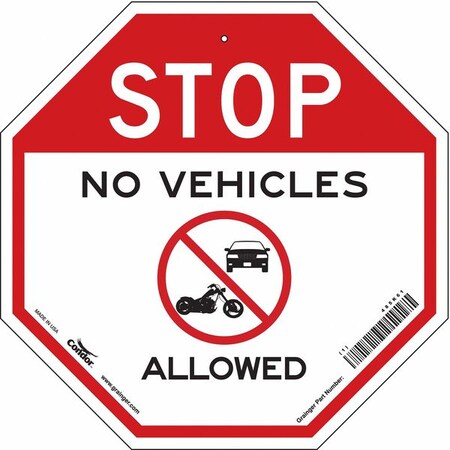 Safety Sign, 18 in Height, 18 in Width, Polyethylene, Octagon, English MPN:485K61