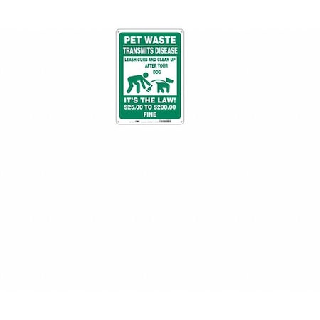 PET WASTE TRANSMITS DISEASE.CLEAN UP AFTER YOUR DOG, 14 in H x 10 in W, Polyethylene, 485L27 MPN:485L27