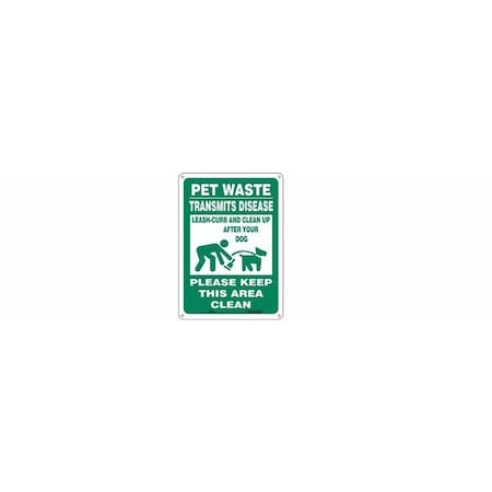 PET WASTE TRANSMITS DISEASE.CLEAN UP AFTER YOUR DOG, 14 in H x 10 in W, Aluminum, 485L33 MPN:485L33