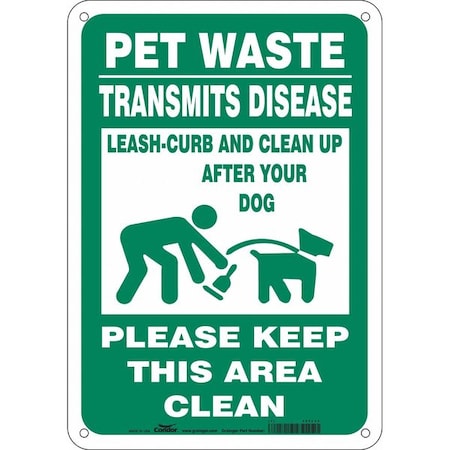 PET WASTE TRANSMITS DISEASE, CLEAN UP AFTER YOUR DOG, 10 in H x 7 in W, Polyethylene, 485L35 MPN:485L35
