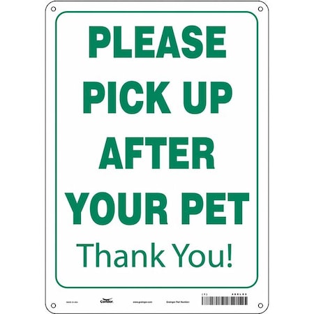 PLEASE PICK UP AFTER YOUR PET THANK YOU!, 10 in W x 14 in H, Vertical Rectangle, Aluminum, 485L52 MPN:485L52