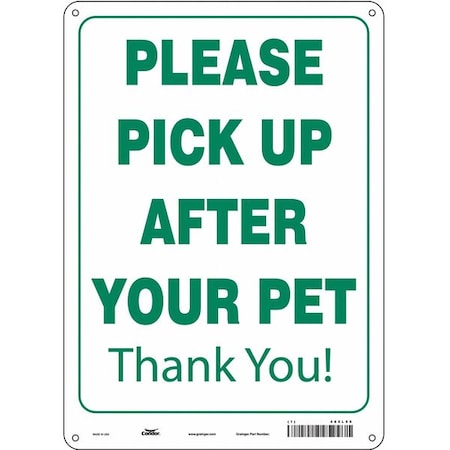 PLEASE PICK UP AFTER YOUR PET THANK YOU!, 10 in W x 14 in H, Polyethylene, 485L55 MPN:485L55