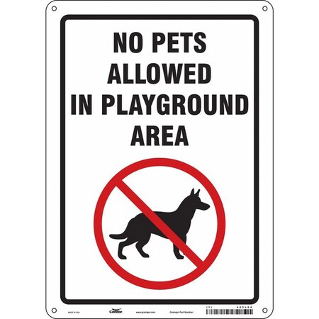 NO PETS ALLOWED IN PLAYGROUND AREA, 10 in W x 14 in H, Vertical Rectangle, Polyethylene, 485L64 MPN:485L64