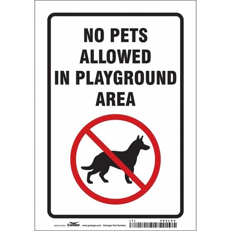 NO PETS ALLOWED IN PLAYGROUND AREA, 7 in W x 10 in H, Horizontal Rectangle, Vinyl, 485L66 MPN:485L66