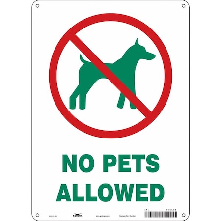 NO PETS ALLOWED, 10 in W x 14 in H, Vertical Rectangle, Aluminum, 485L70 MPN:485L70