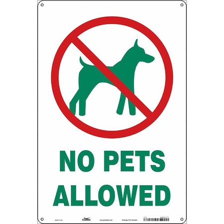 NO PETS ALLOWED, 12 in W x 18 in H, Vertical Rectangle, Aluminum, 485L71 MPN:485L71