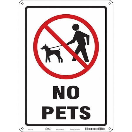 NO PETS, 10 in W x 14 in H, Vertical Rectangle, Aluminum, 485L80 MPN:485L80