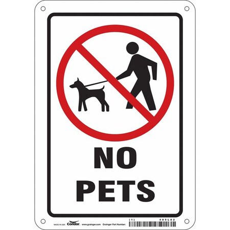 NO PETS, 7 in W x 10 in H, Horizontal Rectangle, Polyethylene, 485L82 MPN:485L82