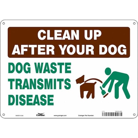 CLEAN UP AFTER YOUR DOG DOG WASTE TRANSMITS DISEASE, 14 in W x 10 in H, 485L95 MPN:485L95