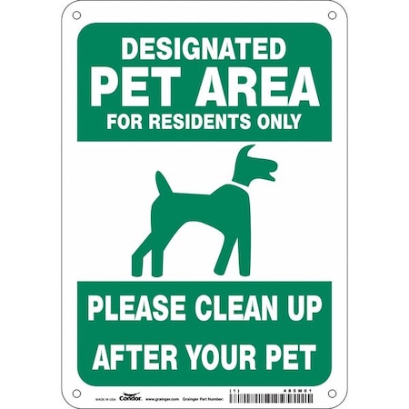DESIGNATED PET AREA FOR RESIDENTS ONLY.7 in W x 10 in H, Aluminum, 485M01 MPN:485M01