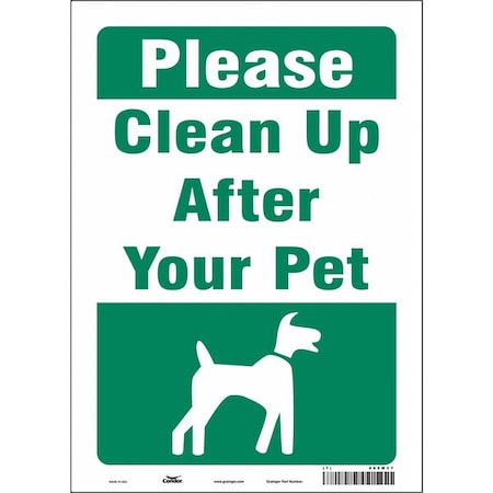 PLEASE CLEAN UP AFTER YOUR PET, 10 in W x 14 in H, Vertical Rectangle, Vinyl, 485M27 MPN:485M27