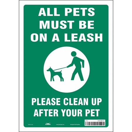 ALL PETS MUST BE ON A LEASH PLEASE CLEAN UP AFTER YOUR PET, 10 in W x 14 in H, Vinyl, 485M37 MPN:485M37
