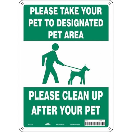 PLEASE TAKE YOUR PET TO DESIGNATED PET AREA PLEASE CLEAN UP., 10 in W x 14 in H, Polyethylene, 485M49 MPN:485M49