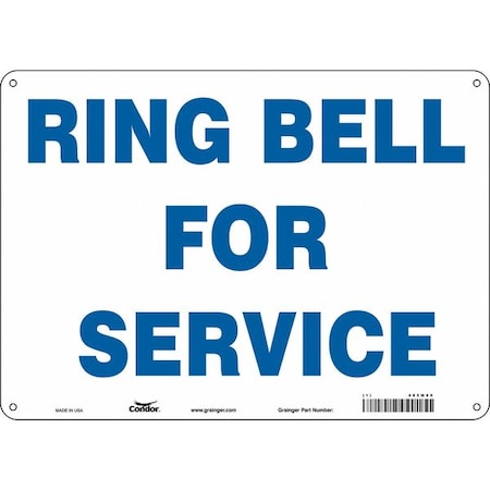 RING BELL FOR SERVICE, 14 in W x 10 in H, Horizontal Rectangle, Polyethylene, 485M89 MPN:485M89