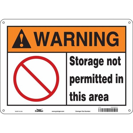 Warning, STORAGE NOT PERMITTED IN THIS AREA, 14 in W x 10 in H, Polyethylene, 485N24 MPN:485N24