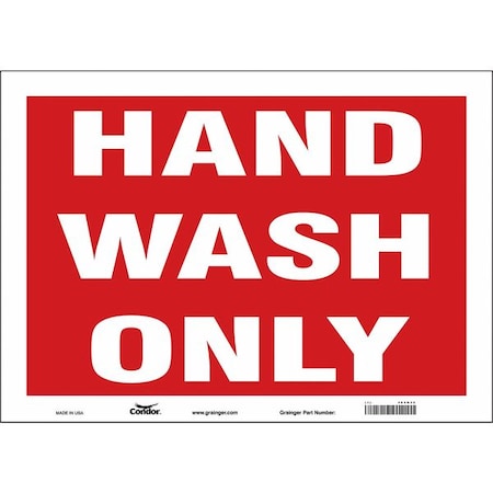 HAND WASH ONLY, 14 in W x 10 in H, Horizontal Rectangle, Vinyl, 485N32 MPN:485N32