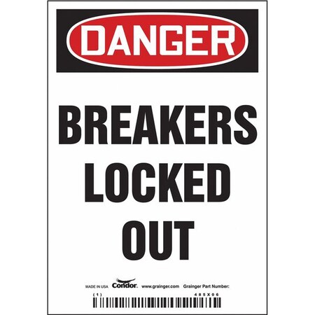 Lockout Sign, 5 in Height, 3 1/2 in Width, Magnetic Vinyl, Vertical Rectangle, English MPN:485X06