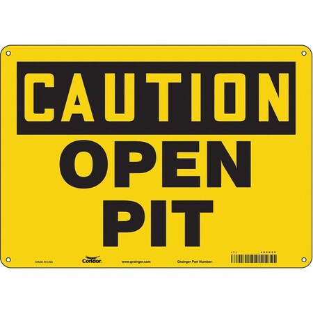 Caution, OPEN PIT, 14 in W x 10 in H, Horizontal Rectangle, Polyethylene MPN:485X25
