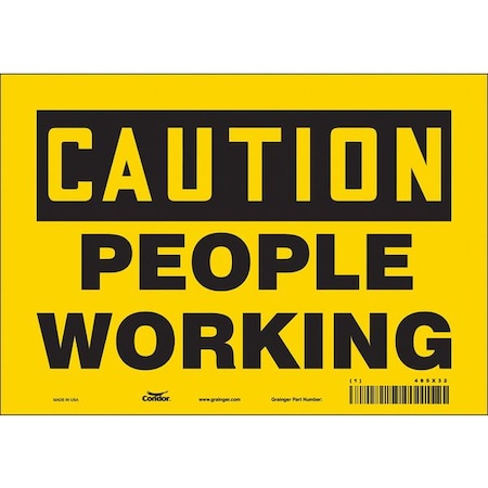 Caution, PEOPLE WORKING, 10 in W x 7 in H, Vertical Rectangle, Vinyl, 485X32 MPN:485X32