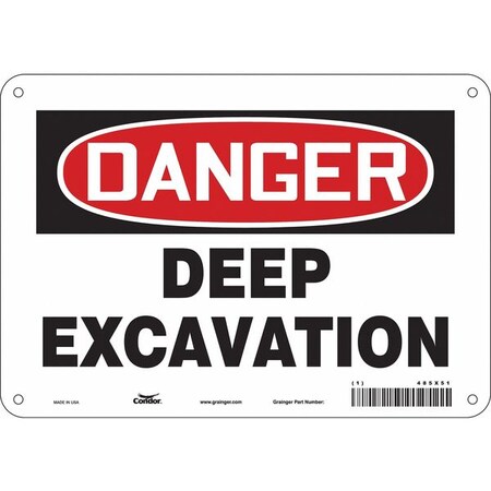 Danger, DEEP EXCAVATION, 10 in W x 7 in H, Vertical Rectangle, Polyethylene, 485X51 MPN:485X51