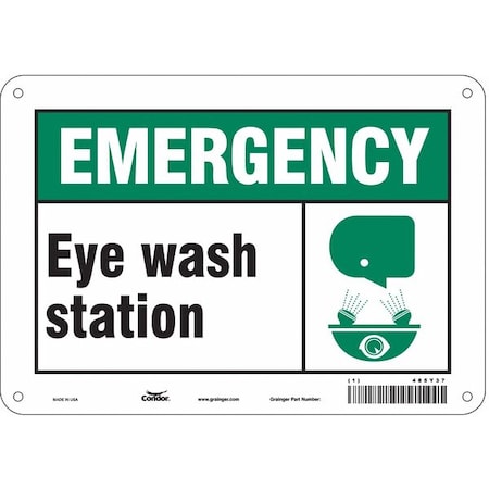 EYE WASH STATION, 10 in W x 7 in H, Vertical Rectangle, Aluminum, 485Y37 MPN:485Y37