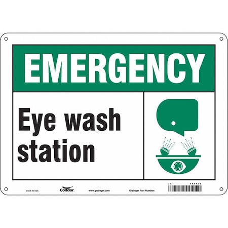 EYE WASH STATION, 14 in W x 10 in H, Horizontal Rectangle, Aluminum, 485Y38 MPN:485Y38