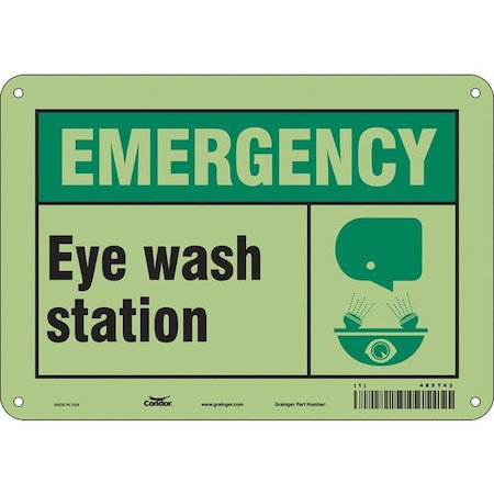 EYE WASH STATION, 10 in W x 7 in H, Vertical Rectangle, Aluminum, 485Y43 MPN:485Y43