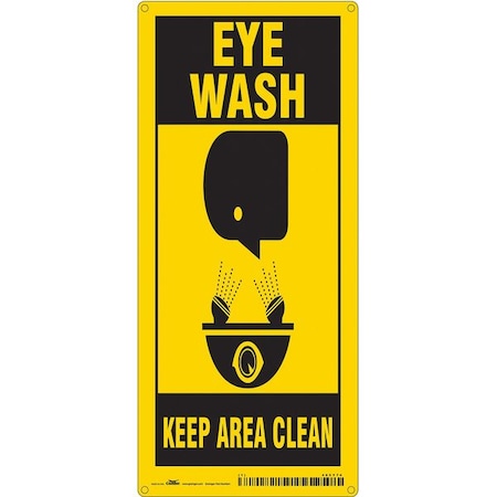 EYE WASH KEEP AREA CLEAR!, 8 in W x 18 in H, Horizontal Rectangle, Polyethylene, 485Y74 MPN:485Y74