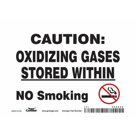No Header, CAUTION: OXIDIZING GASES STORED WITHIN NO SMOKING, 7 in W x 5 in H, Horizontal Rectangle MPN:486A30