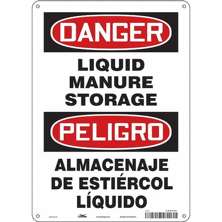 Safety Sign, 14 in Height, 10 in Width, Aluminum, Vertical Rectangle, English, Spanish, 486A99 MPN:486A99