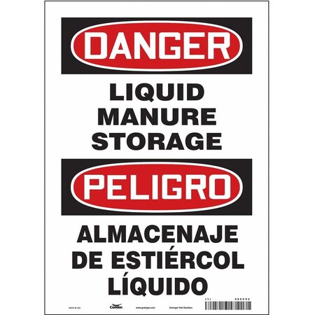 Safety Sign, 14 in Height, 10 in Width, Vinyl, Vertical Rectangle, English, Spanish, 486C02 MPN:486C02
