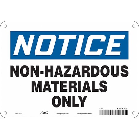 Chemical Sign, 7 in H, 10 in W, Polyethylene, Vertical Rectangle, English, 486C14 MPN:486C14