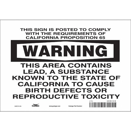Chemical Sign, 7 in H, 10 in W, Vinyl, Vertical Rectangle, English, 486C28 MPN:486C28
