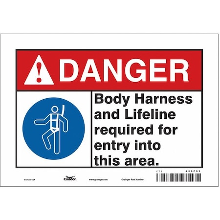 Safety Sign, 7 in Height, 10 in Width, Vinyl, Vertical Rectangle, English, 486F03 MPN:486F03