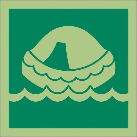 (Life Raft Symbol), 6 in W x 6 in H, Square, Vinyl, 486F56 MPN:486F56