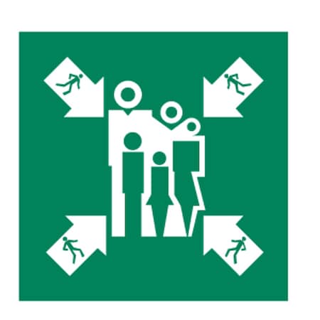 (ASSEMBLY MUSTER STATION SYMBOL), 6 in W x 6 in H, Square, Polycarbonate, 486F75 MPN:486F75
