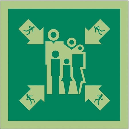 (ASSEMBLY MUSTER STATION SYMBOL), 6 in W x 6 in H, Square, Vinyl, 486F76 MPN:486F76