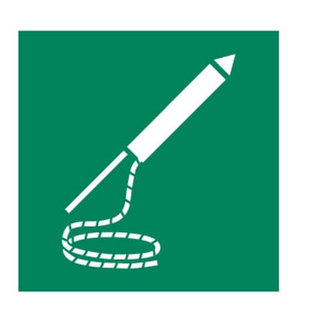 (Line Throwing Appliance Symbol), 6 in W x 6 in H, Square, Polycarbonate, 486F77 MPN:486F77