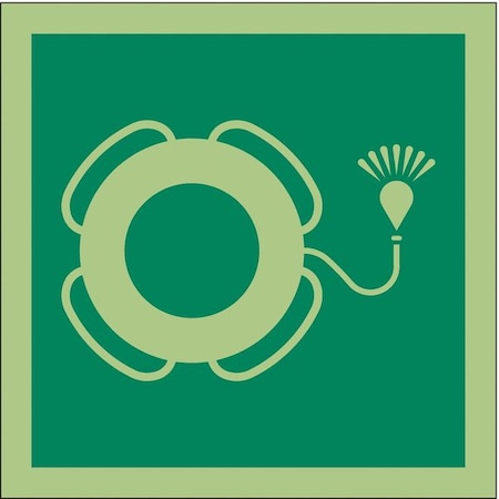 (Life Buoy With Light Symbol), 6 in W x 6 in H, Square, Vinyl, 486F92 MPN:486F92