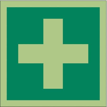 (FIRST AID SYMBOL), 6 in W x 6 in H, Square, Vinyl, 486G01 MPN:486G01