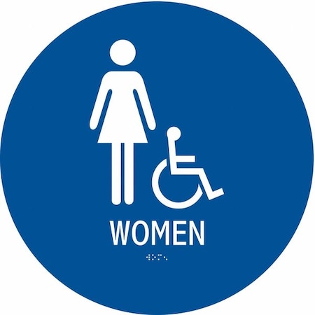 WOMEN, 13 in W x 13 in H, Circle, ABS Plastic, 486G82 MPN:486G82