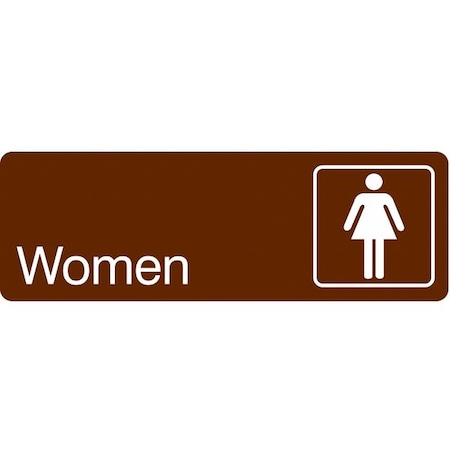 WOMEN, 9 in W x 3 in H, Horizontal Rectangle, Acrylic, 486G95 MPN:486G95