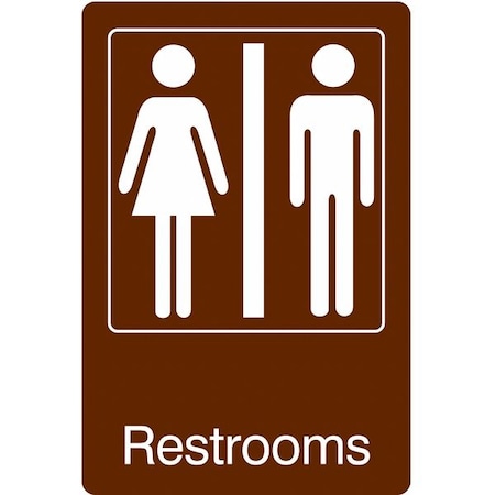 RESTROOMS, 6 in W x 9 in H, Vertical Rectangle, Acrylic, 486H27 MPN:486H27