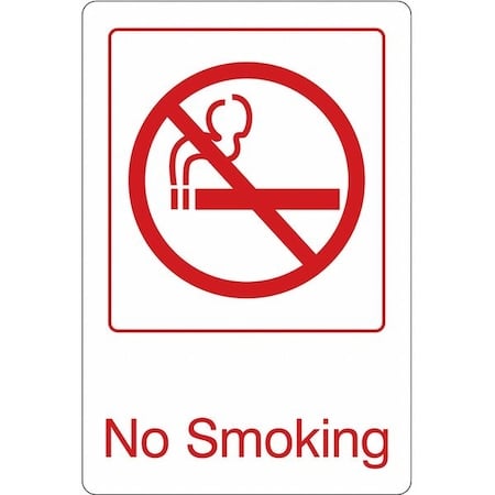 No Header, NO SMOKING, 6 in W x 9 in H, Vertical Rectangle, Acrylic MPN:486H29