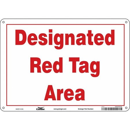 DESIGNATED RED TAG AREA, 14 in W x 10 in H, Horizontal Rectangle, Polyethylene, 486N68 MPN:486N68