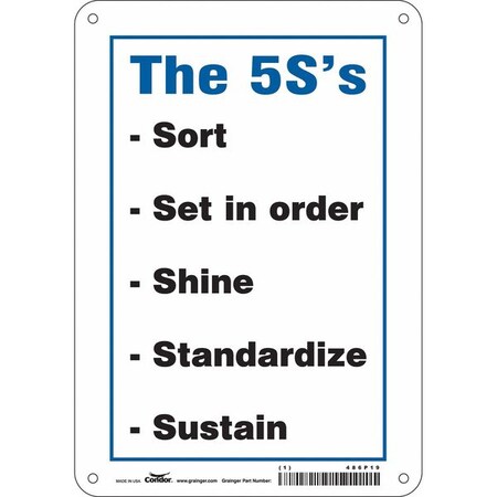 THE 5S'S SORT SET IN ORDER SHINE STANDARDIZE SUSTAIN, 7 in W x 10 in H, Horizontal Rectangle, 486P19 MPN:486P19