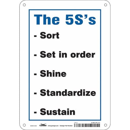 THE 5S'S SORT SET IN ORDER SHINE STANDARDIZE SUSTAIN, 7 in W x 10 in H, Horizontal Rectangle, 486P21 MPN:486P21